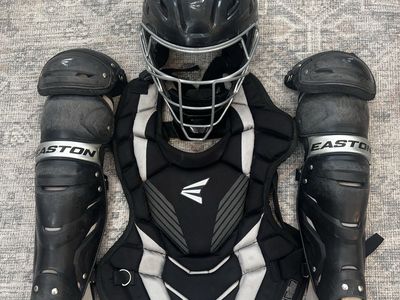 Easton Catcher's Gear Set - Helmet, Chest Protector, Leg Guards (Black)