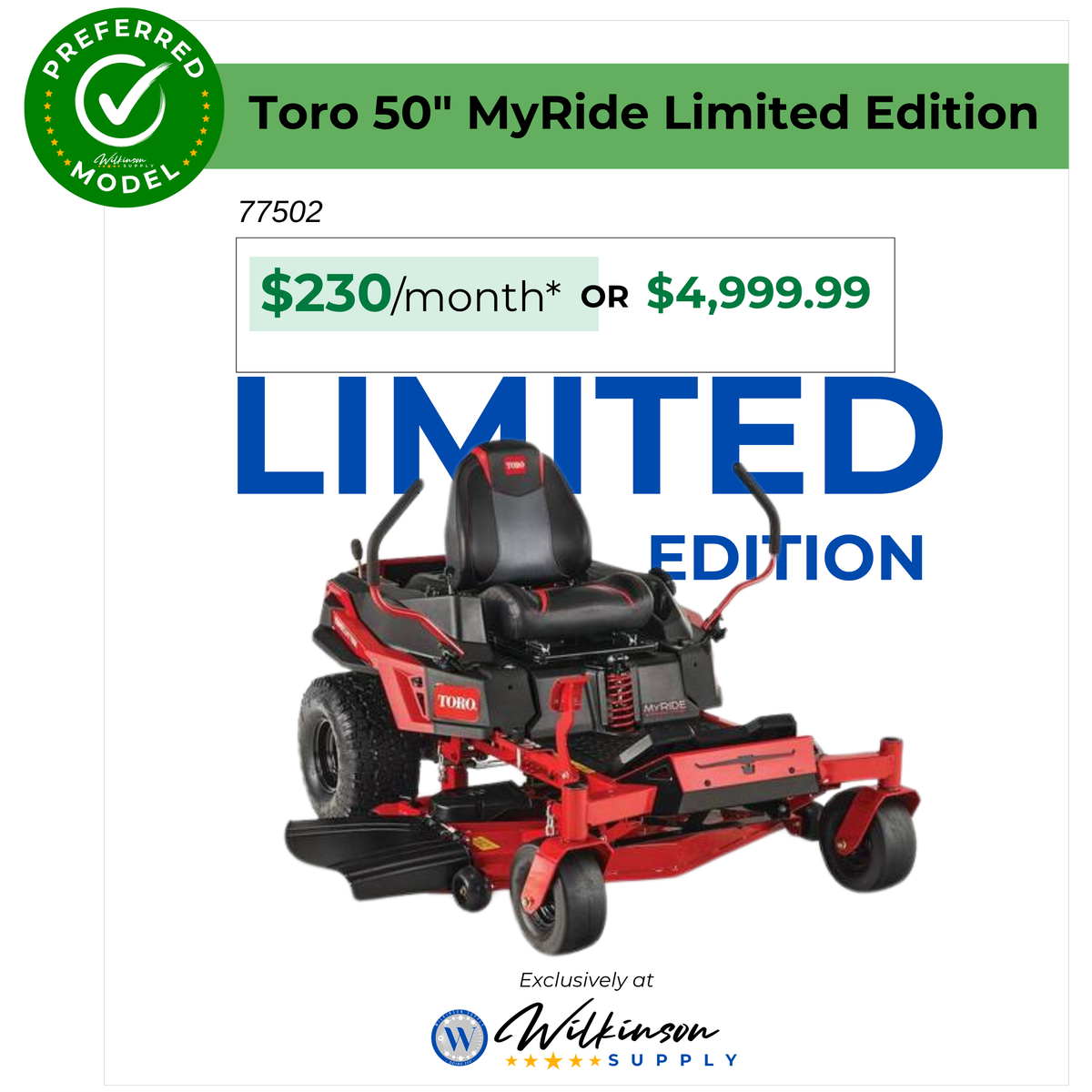 Toro Limited Edition 50" Zero Turn Mower