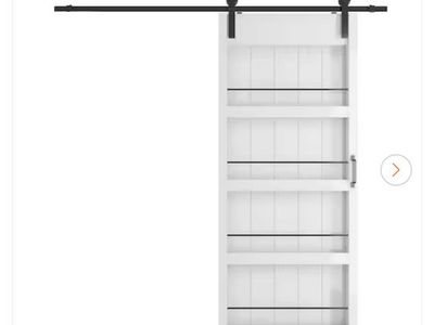 Barn door with built in shelves