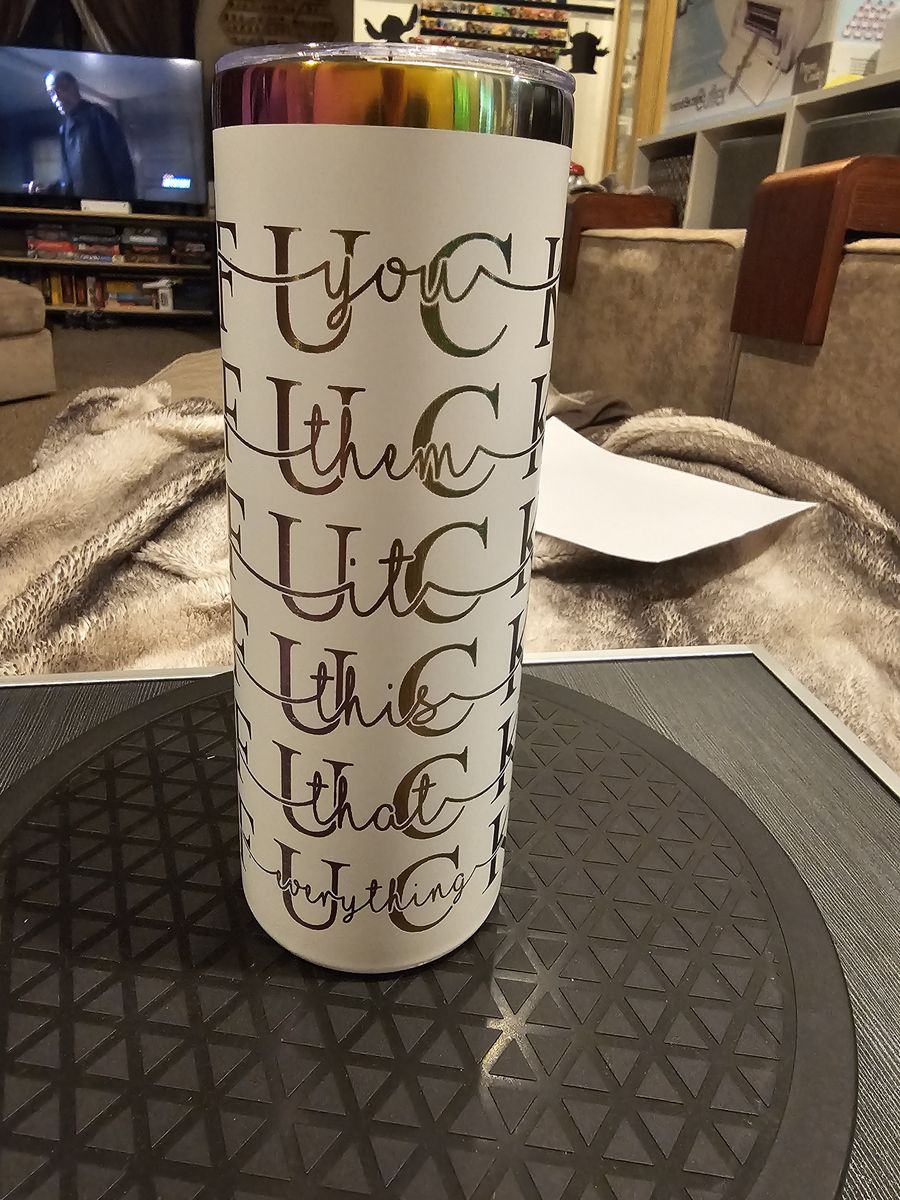 Custom Insulated Stainless Steel Tumbler with Bold Text Design