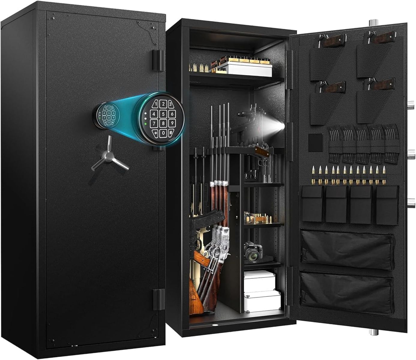 Large Rifle Safe, 30-Gun Rack, Silent/LED Unassembled