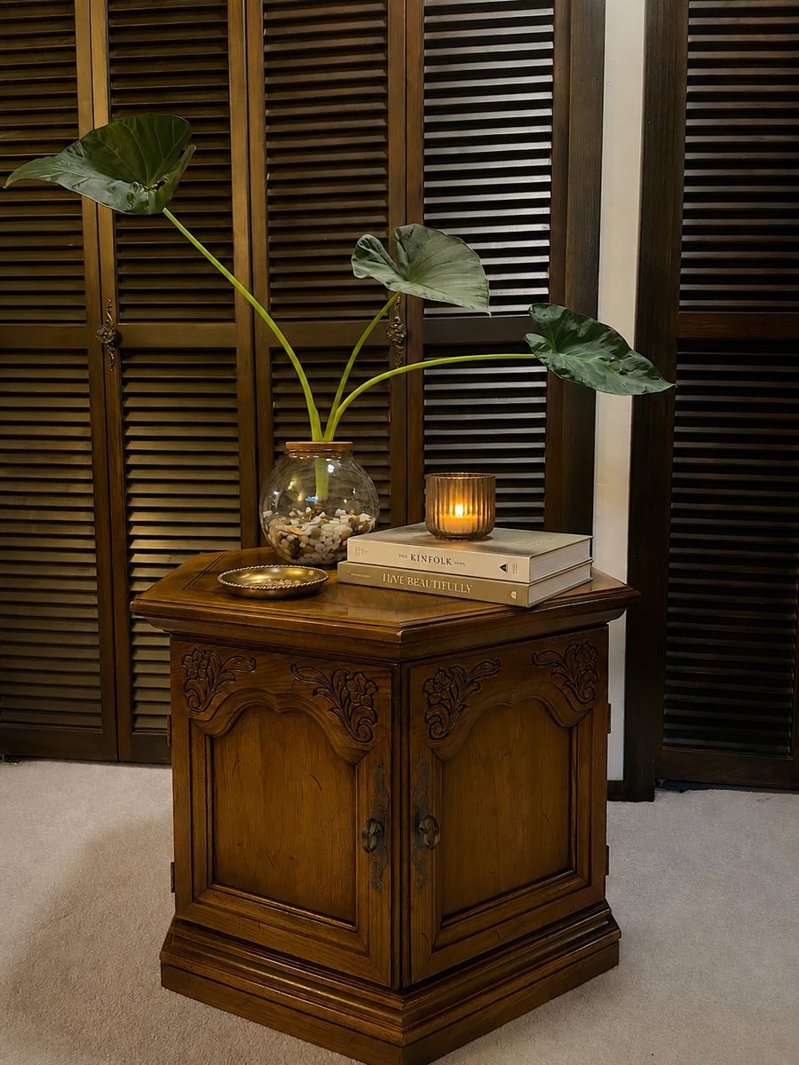 Vintage Mediterranean Wood Side Tables / Nightstands