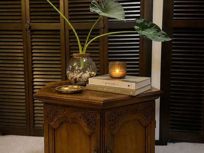 Vintage Mediterranean Wood Side Tables / Nightstands