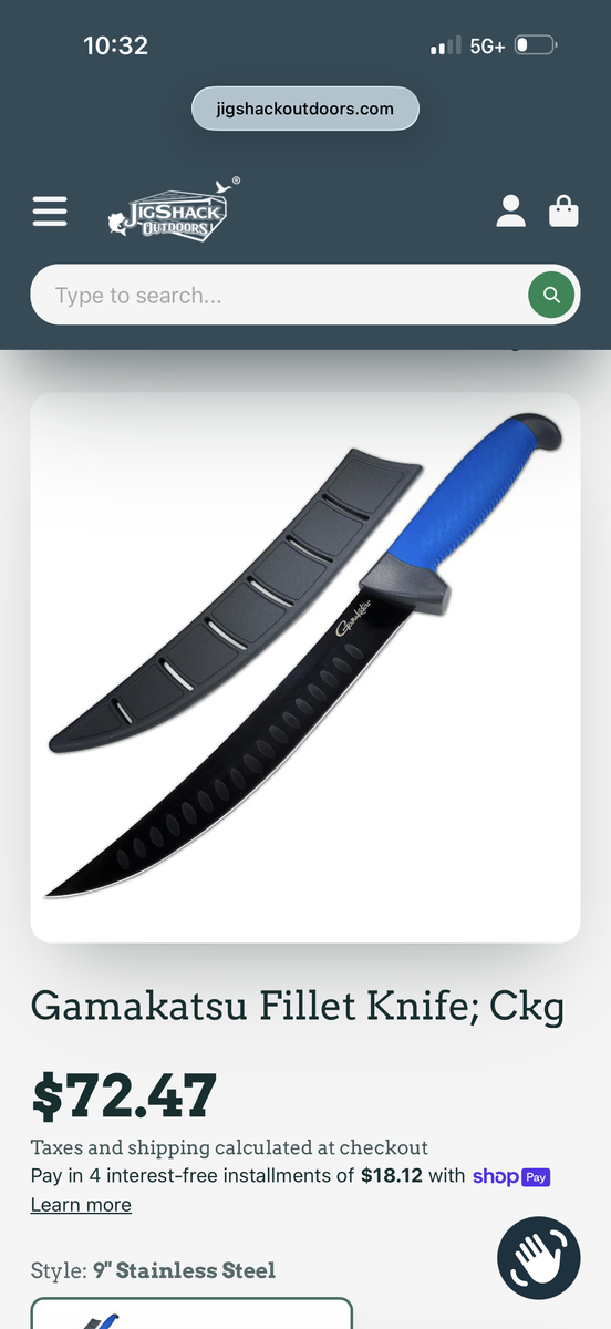 Gamakatsu 9inch Fillet Knife w/ Sheath