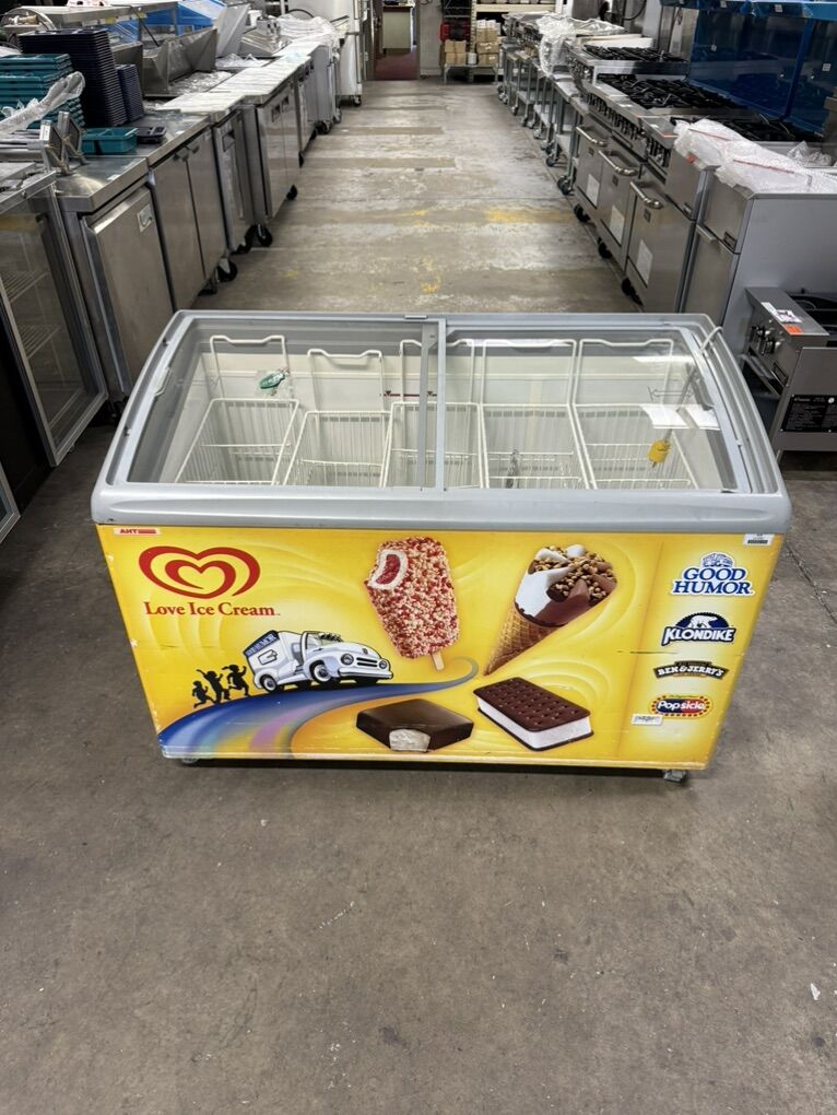 Special Summer sale Used Ice Cream Freezer Sliding Glass Top In Excellent condition was $1200