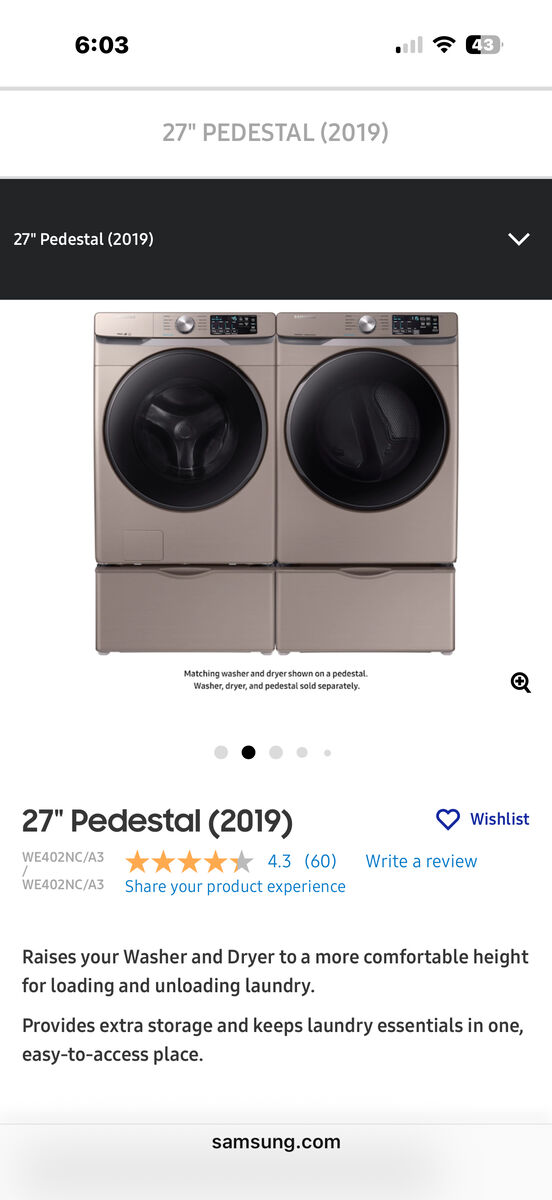 Samsung 27 Washer & Dryer Pedestals