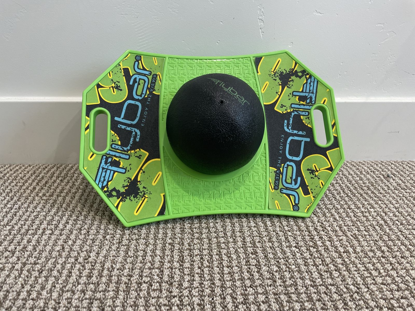 Flybar Pogo Ball Trick Board with Grip Handles - Green/Black Balance Training Toy