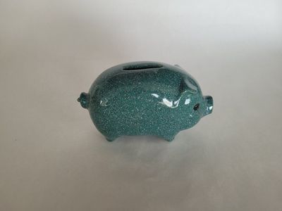 Ceramic Green Speckled Piggy Bank - Classic Coin Bank for Kids & Adults