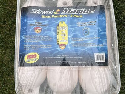 Sidewind Marine R20 Nitrogen Filled Boat Fenders 3-Pack - 5.5" x 20" MicroGuard White