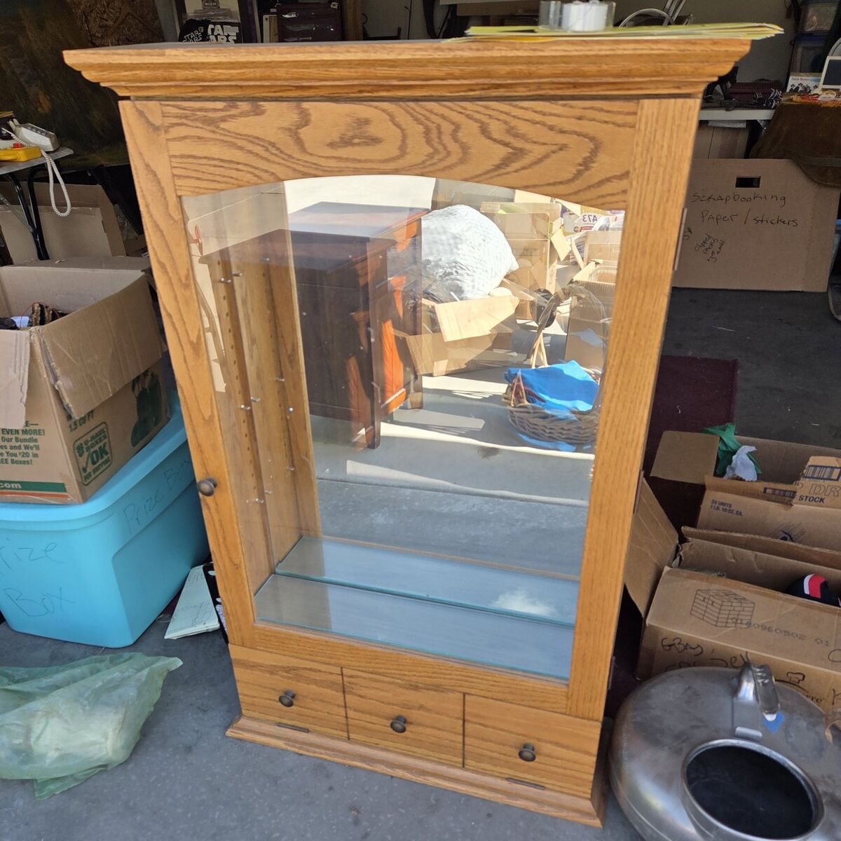 Curio Cabinet. Glass and mirror 29" w