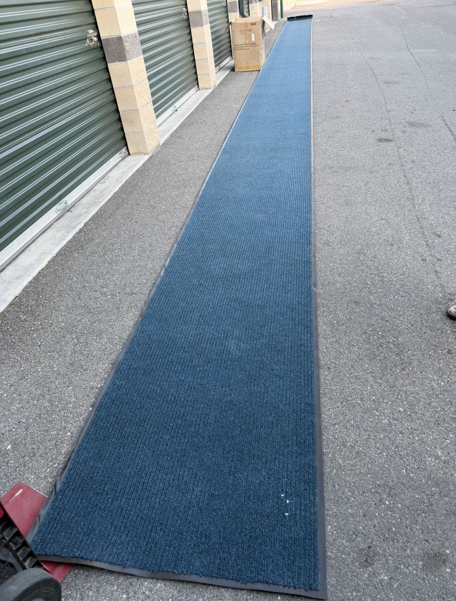 Apache Rib Williamsburg Blue 3 ft. x 60 ft. Non-Slip Indoor Commercial floor Mat