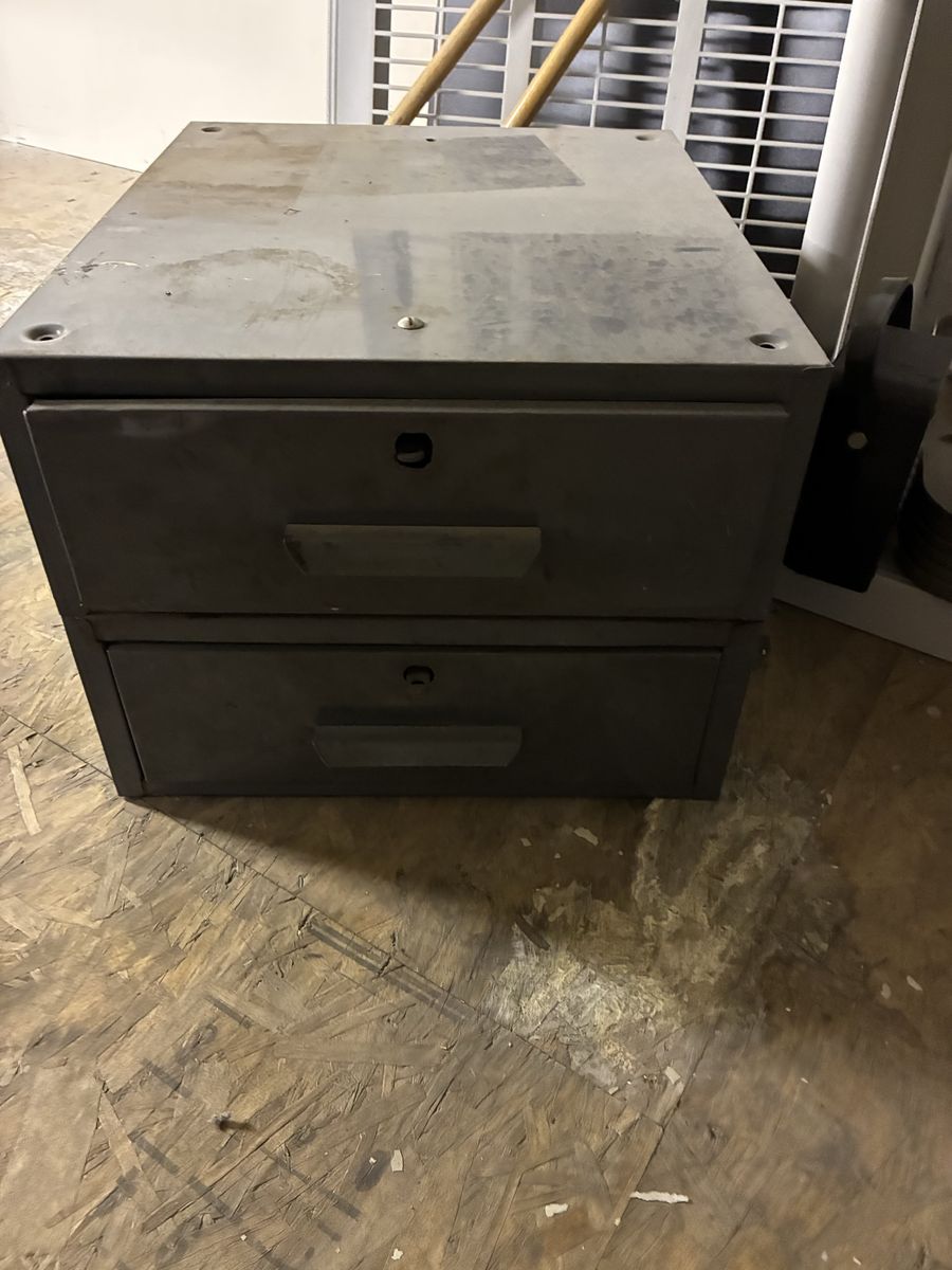 Vintage Industrial Steel 2-Drawer Filing Cabinet - Gray Metal Storage Box