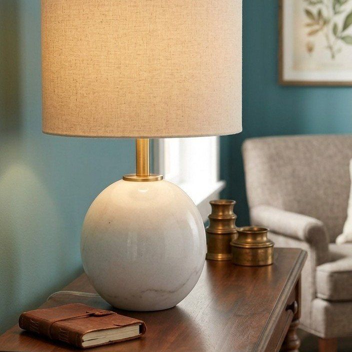 White Marble Sphere Table Lamp