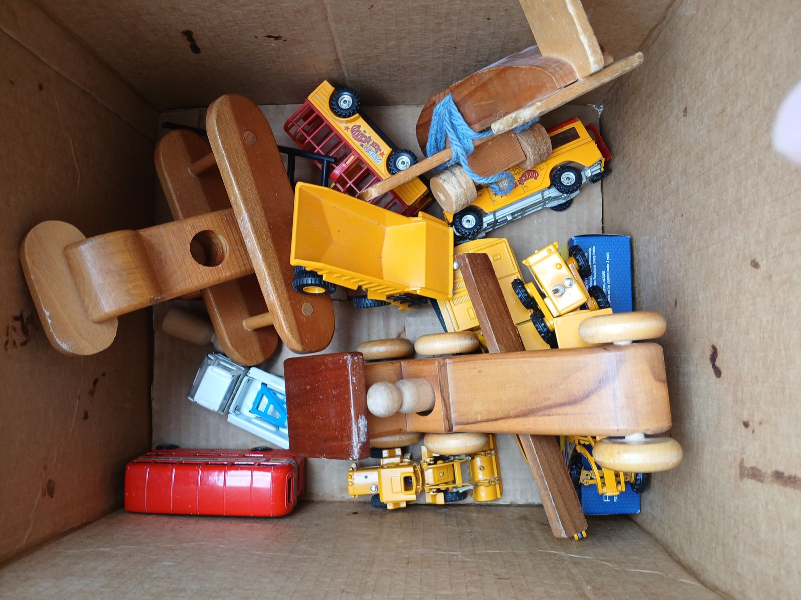 Box of old fashioned toys