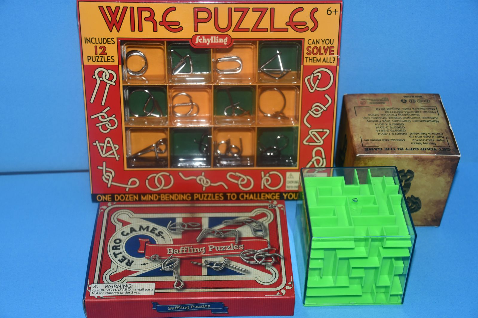 12 WIRE PIZZLES ~ 6 BAFFLING PUZZLES ~ GIFT BOX PUZZLE ~ ALL FOR $5