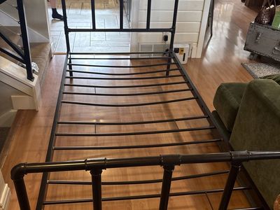Black Metal Twin Bed Frame - Industrial Pipe Design - Missing some Screws