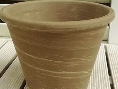 New Gray Terracotta Planter 8" X 6" With Saucer