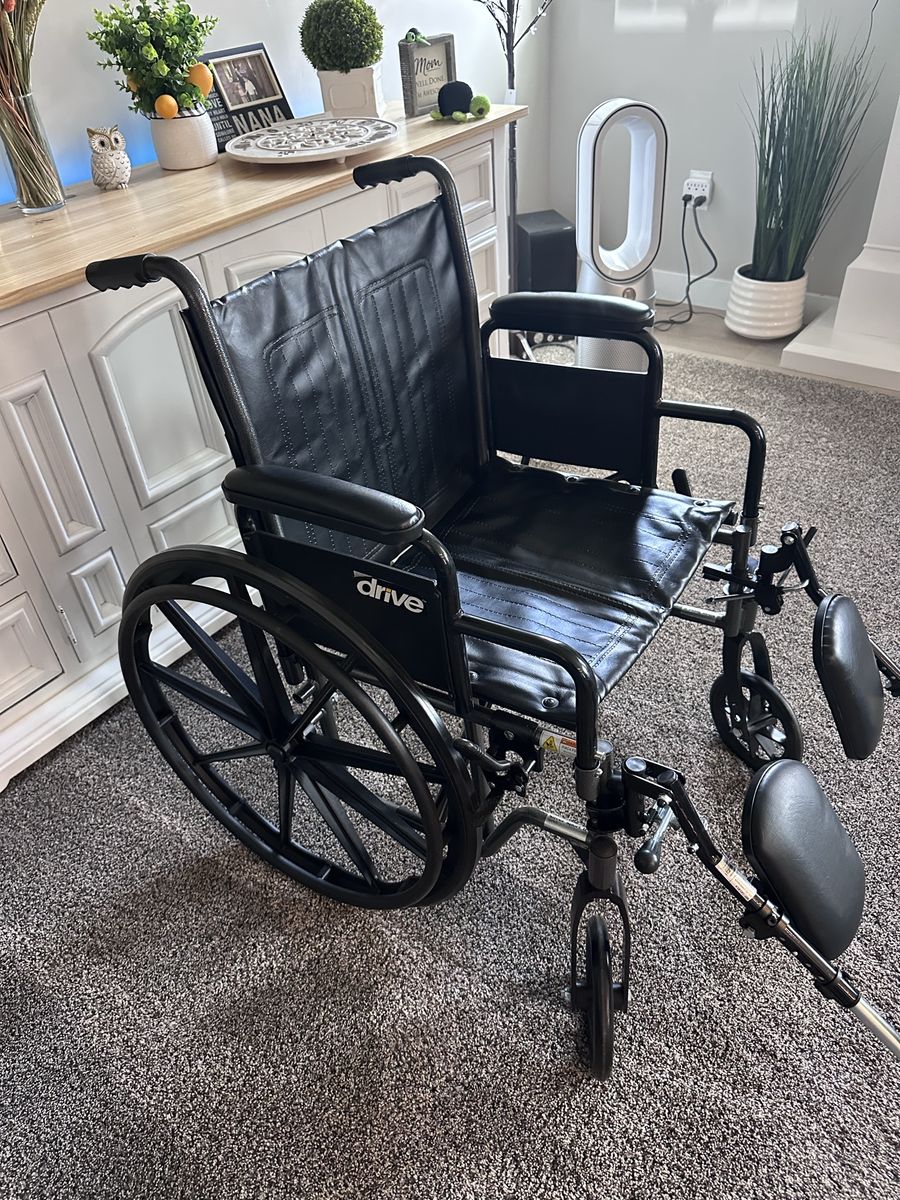 Drive Black Wheelchair with Detachable Footrests, Adjustable Height