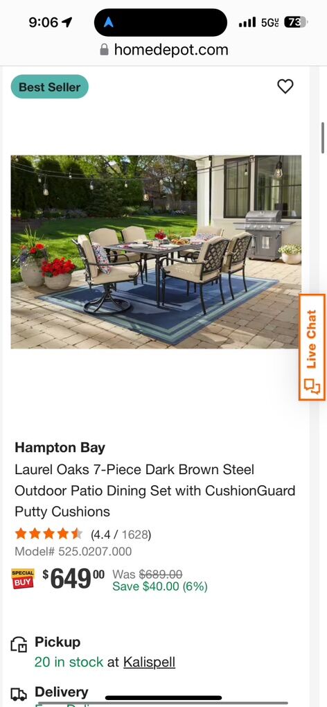 New laurel oaks 7 piece Outdoor set Hampton bay