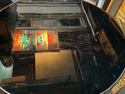 Vintage Round Game Table with Glass Top pong arcade machine 4 player cocktail works sometimes so needs work