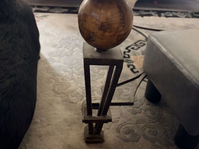 Wrought Iron & Marble Coffee Table with Glass Top