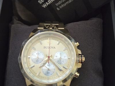 Bulova Gold Chronograph Watch - NEW in Box w/ Tag - $185