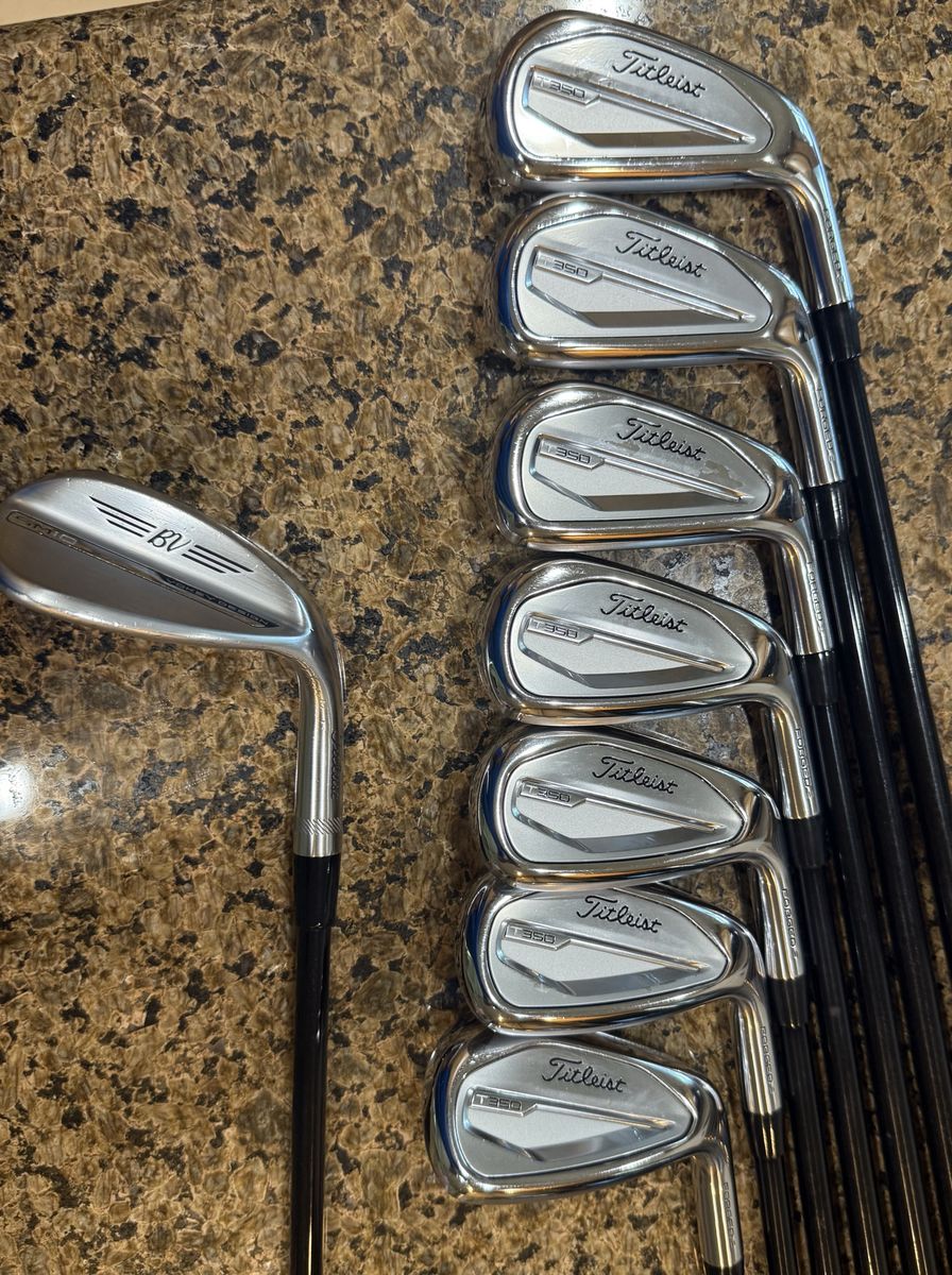 Titleist T350 iron set (5-AW) with Vokey SM10 56 deg wedge