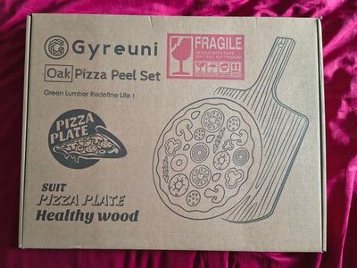 Gyreuni Oak Pizza Peel Set with Round Pizza Stone 5pc