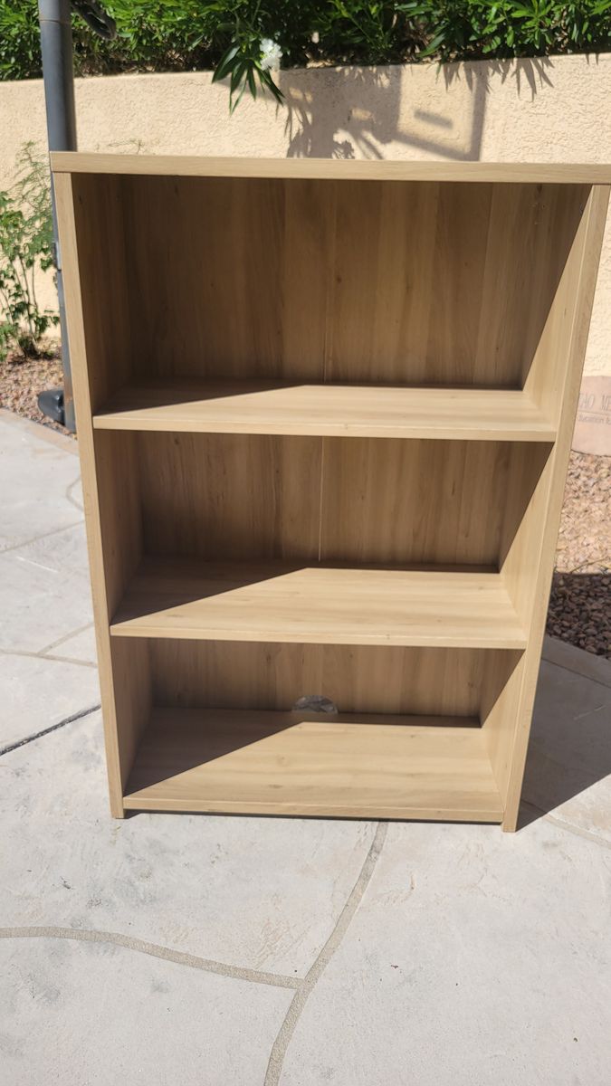 Light Brown Wood 3-Shelf Bookcase - Versatile Storage Unit