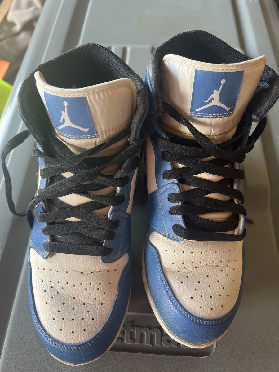 Air Jordan 1 Mid Football Cleats Blue White US Men Size 8.5 (FJ6805-104)