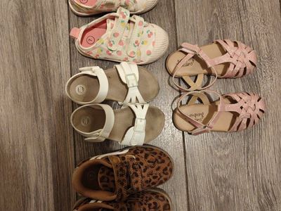 Toddler Girl Shoes Bundle Size 7 - Glitter Sandals, Sneakers, Fruit Print