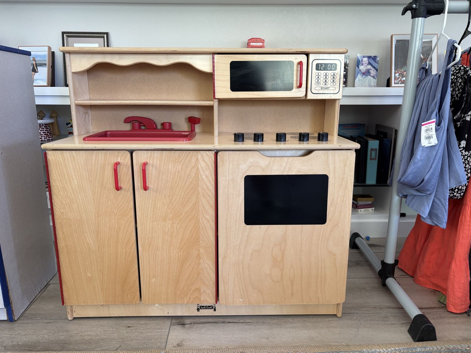 Landi Craft Wooden Play Kitchen & Refrigerator Set with Accessories & Toy Food