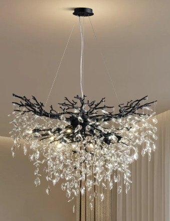 Branch Crystal Chandelier, 600-1200mm Diameter, Marquise Crystal Pendant Light - 40in - Black