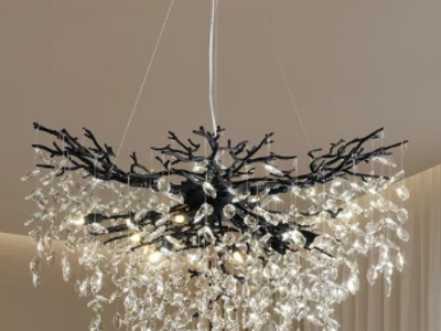 Branch Crystal Chandelier, 600-1200mm Diameter, Marquise Crystal Pendant Light - 40in - Black
