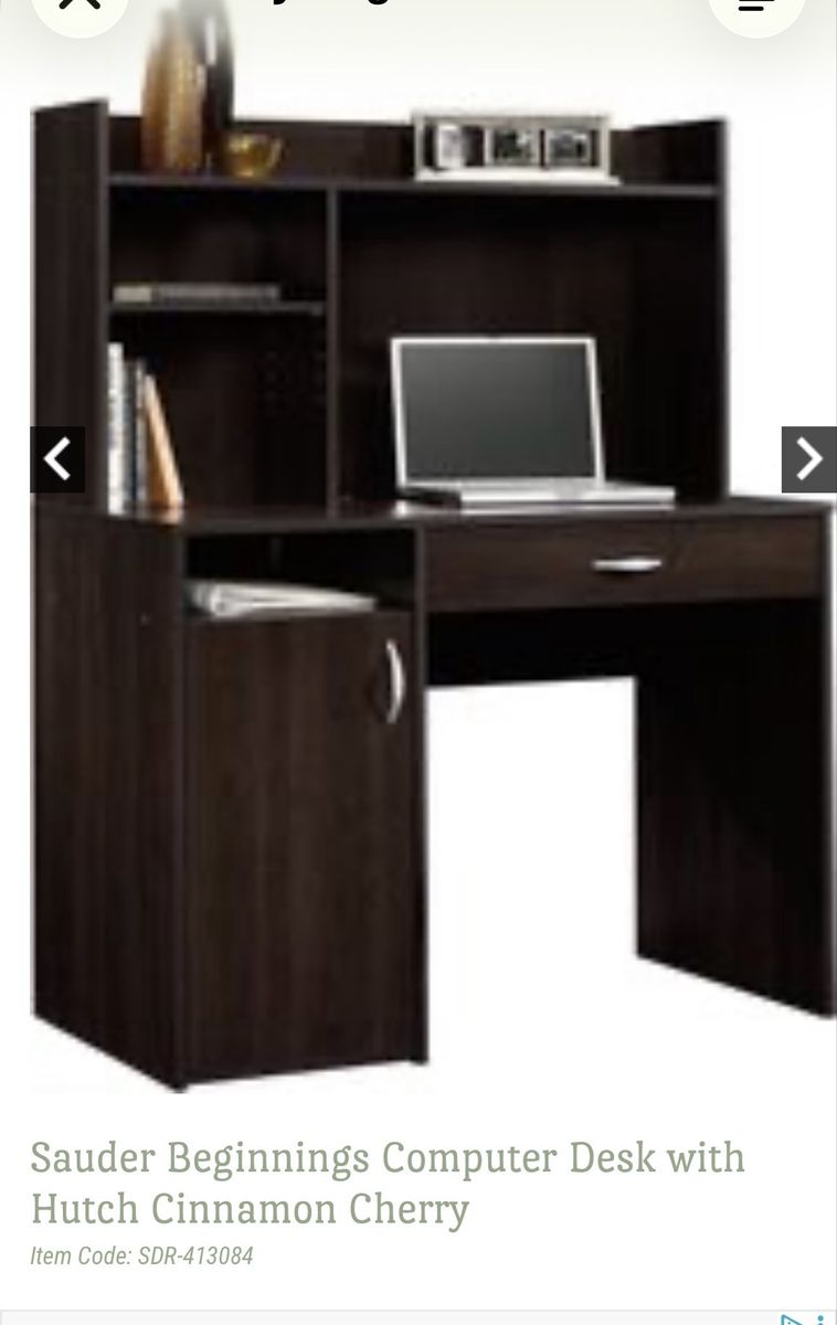 NEW IN BOX Sauder Beginnings Desk with Hutch – Cinnamon Cherry