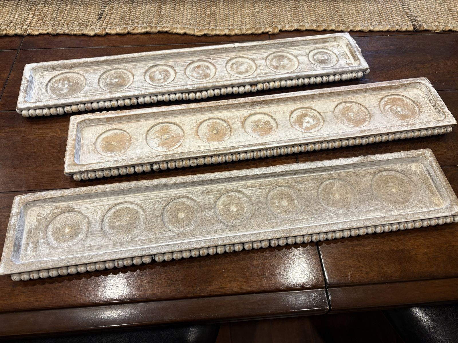 New Wood Votive Candle Holders w/ Beaded Edge - 3 available 