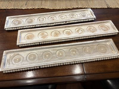 New Wood Votive Candle Holders w/ Beaded Edge - 3 available