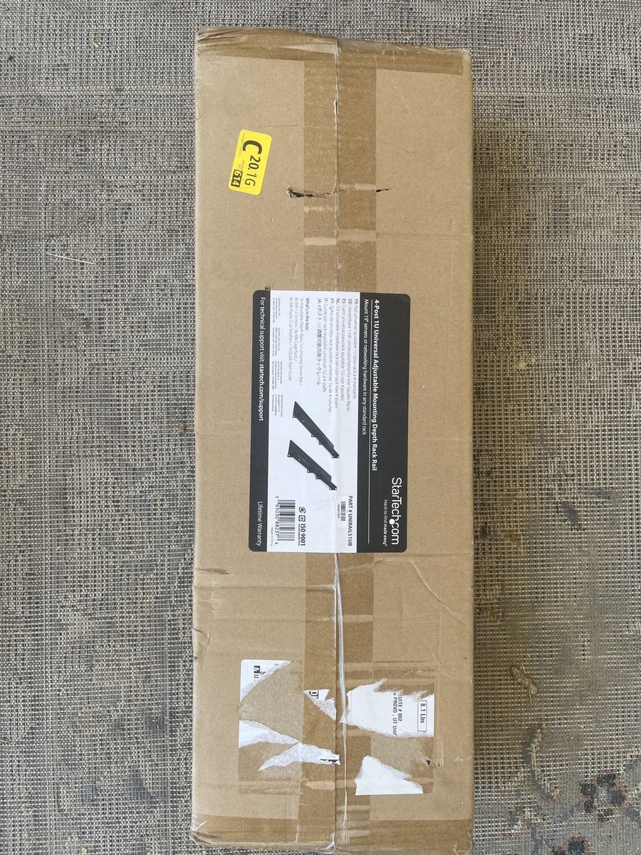 StarTech.com UNIRAILS1UB 4-Post 1U Universal Adjustable Mounting Depth Rack Rails - New