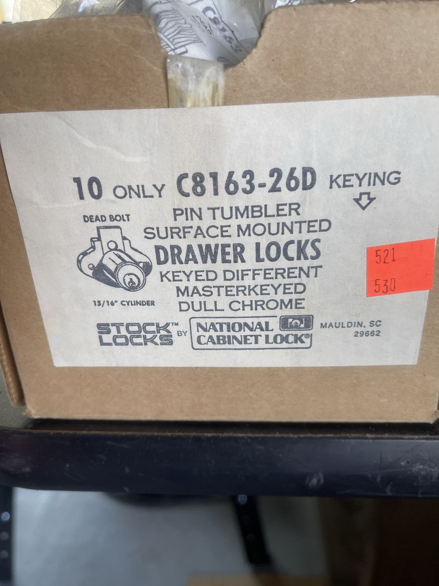 Stock Locks C8163-MKD-26D National Cabinet Lock Surface Mounted Drawer Locks, Dull Chrome
