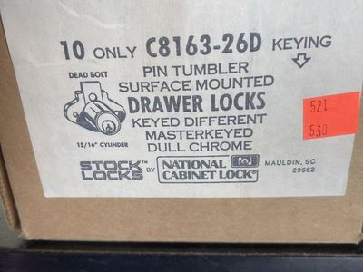 Stock Locks C8163-MKD-26D National Cabinet Lock Surface Mounted Drawer Locks, Dull Chrome