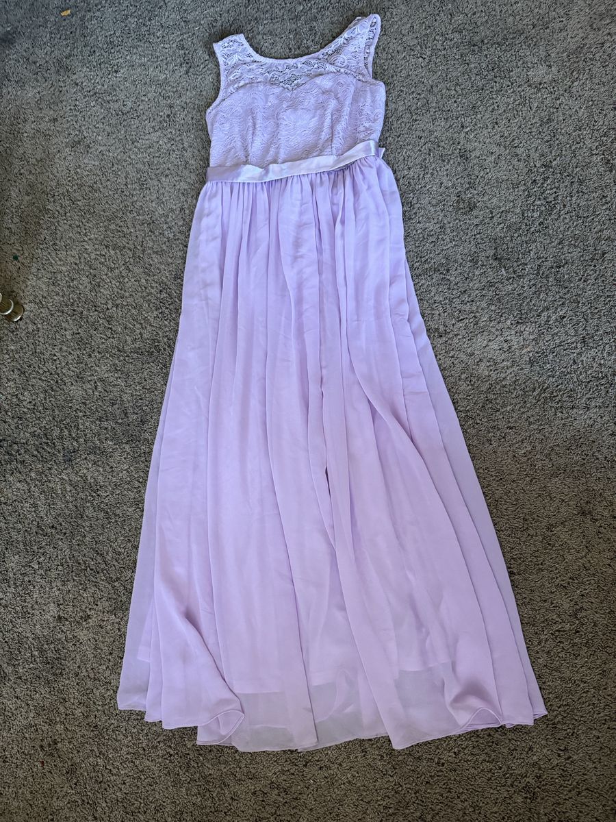 Light Purple Formal Lace Bodice Long Dress Sleeveless