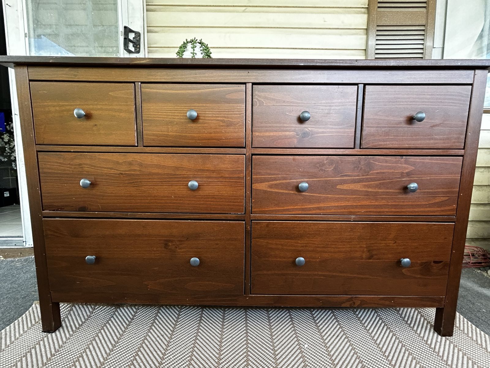 Rustic Dark Wood Dresser with 8 Drawers - Storage for Bedroom or Living Area