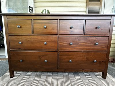 Rustic Dark Wood Dresser with 8 Drawers - Storage for Bedroom or Living Area