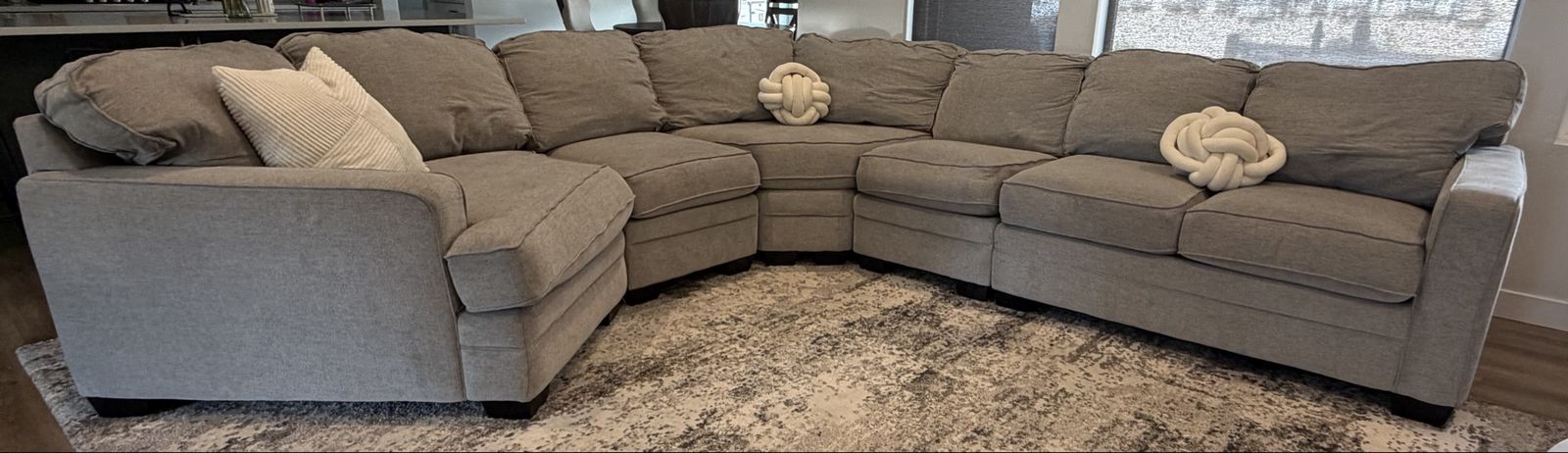 Comfortable Grey “Coffee” Fabric Sectional Sofa - Spacious Seating for Living Room