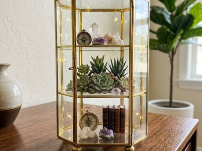 Vintage Brass + Glass Miniature Display Cabinet