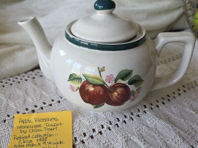 Vintage China Pearl Casuals Apples Teapot