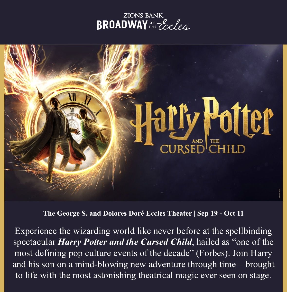 Harry Potter and the Cursed Child Tickets - Eccles Theater