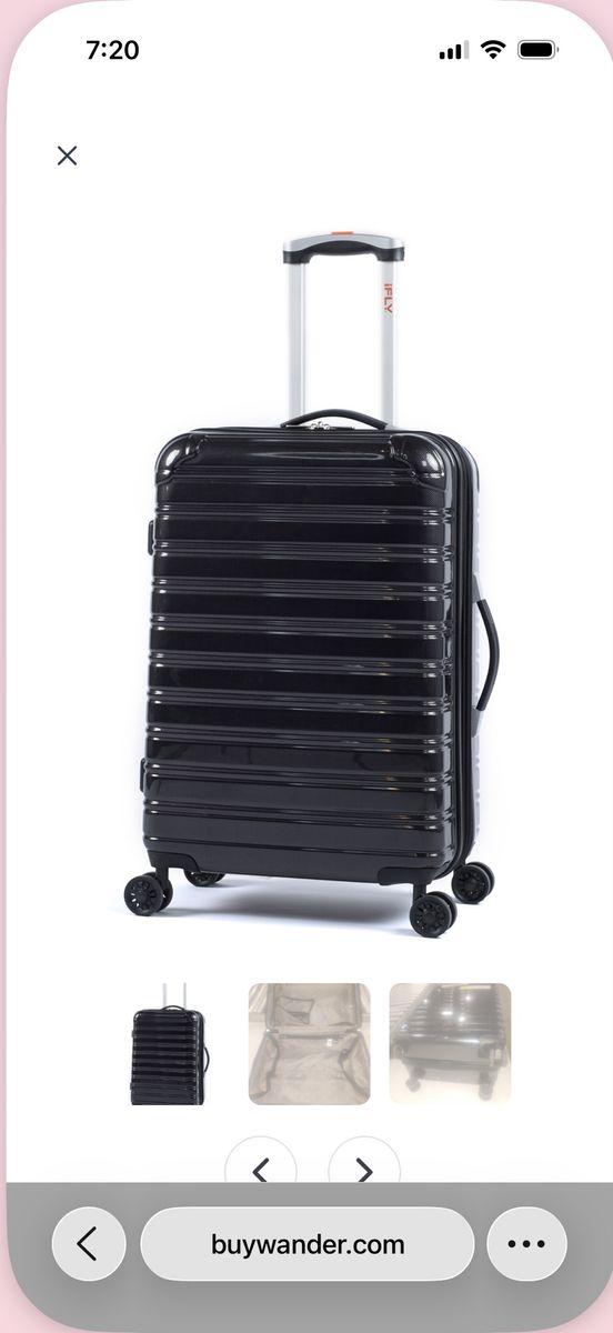 Ifly Hard Sided Fibertech Luggage 26", Black Black 26 in.