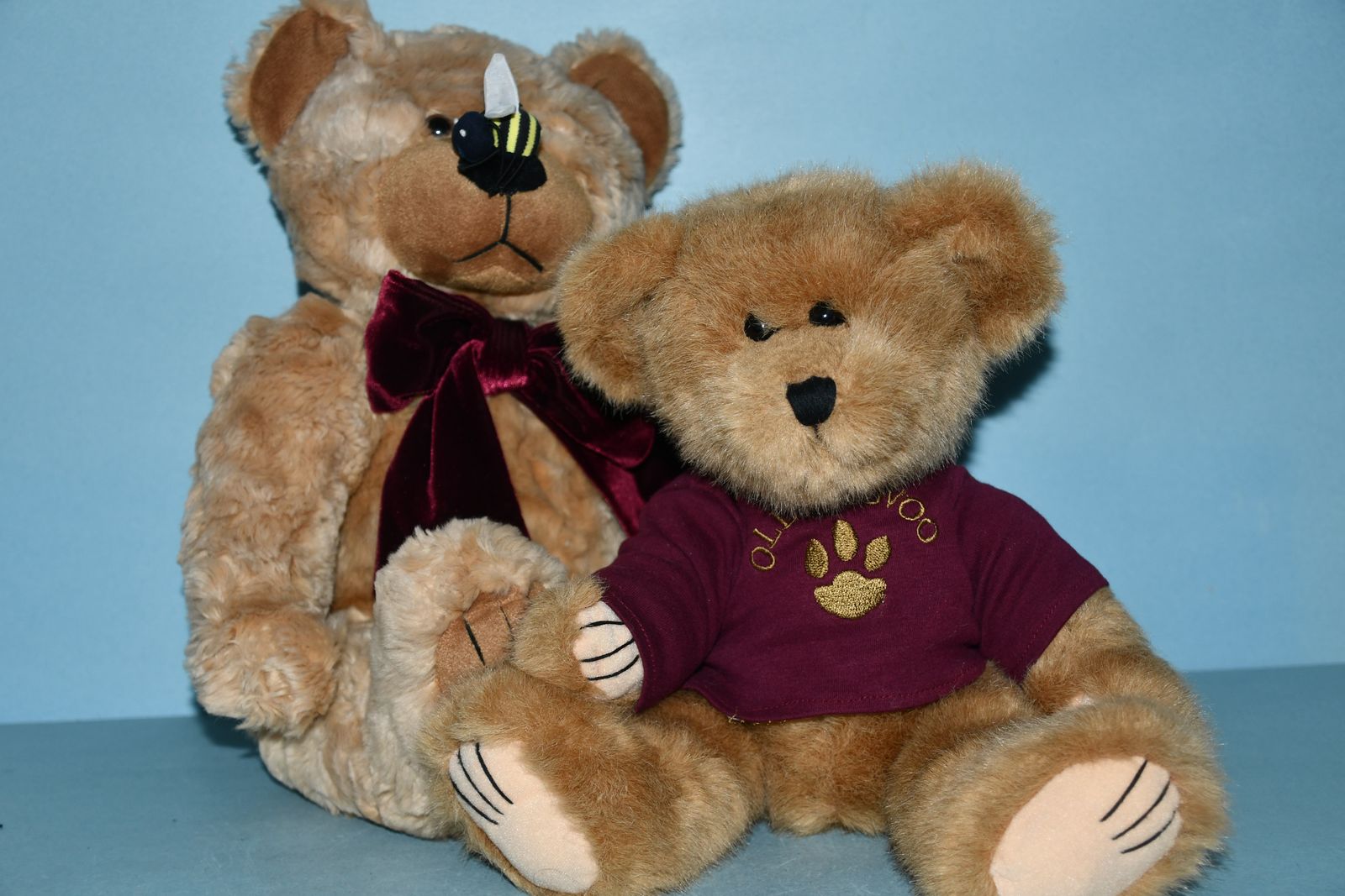 2 TEDDY BEARS ~ NAUVOO  ~ BUMBLE BEE ~ 10" & 14" SITTING ~ CUTE ~ SOFT & CLEAN ~ BOTH FOR $5