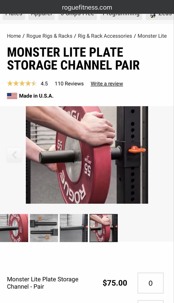 Rogue fitness monster lite weight storage pin